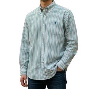 Ralph Lauren Mens Custom Fit Long Sleeve Shirt Size 44 18 XL‎ Cotton Pony